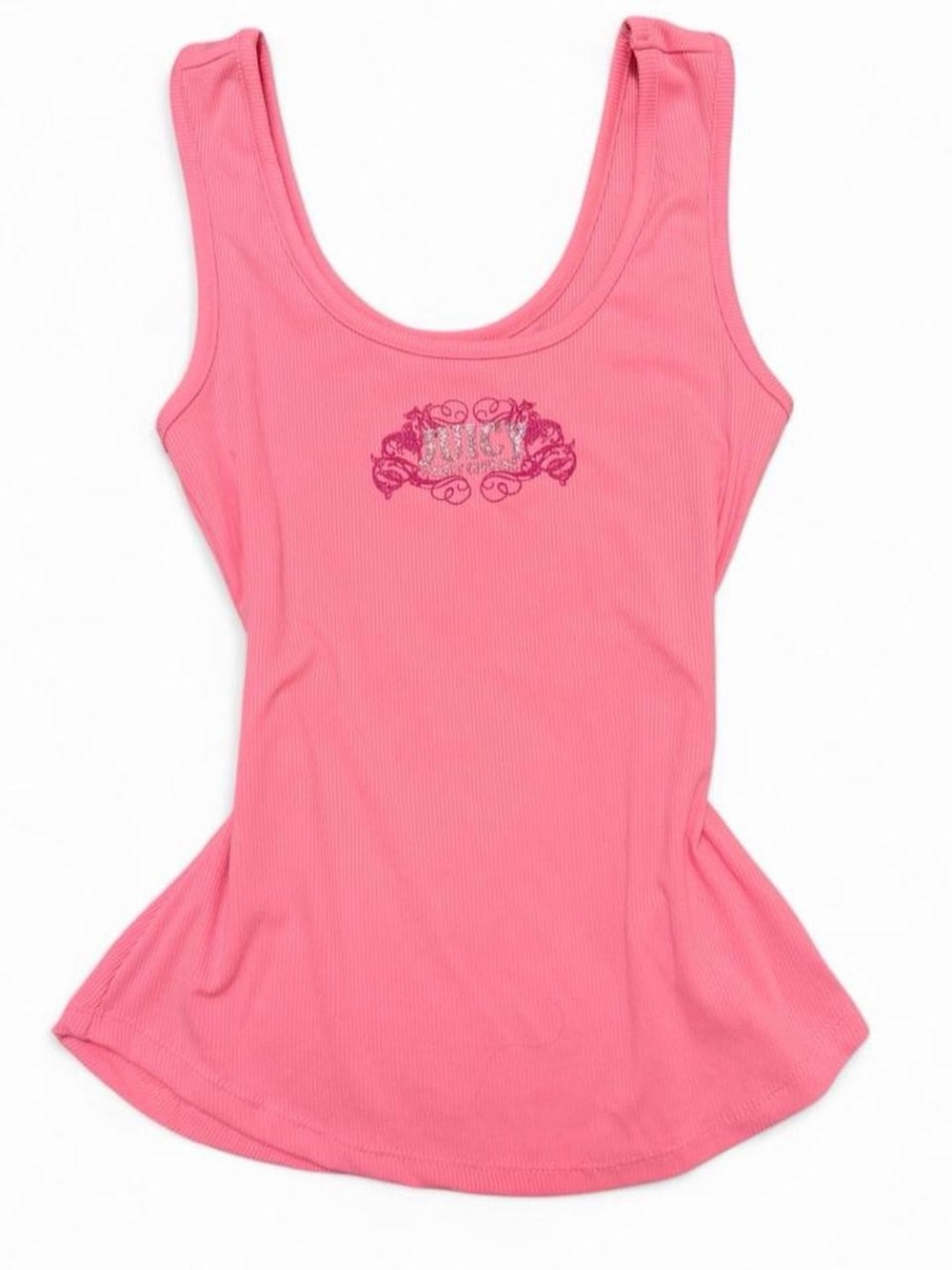 Pink Women's Ribbed Tank Top with Embellished Logo